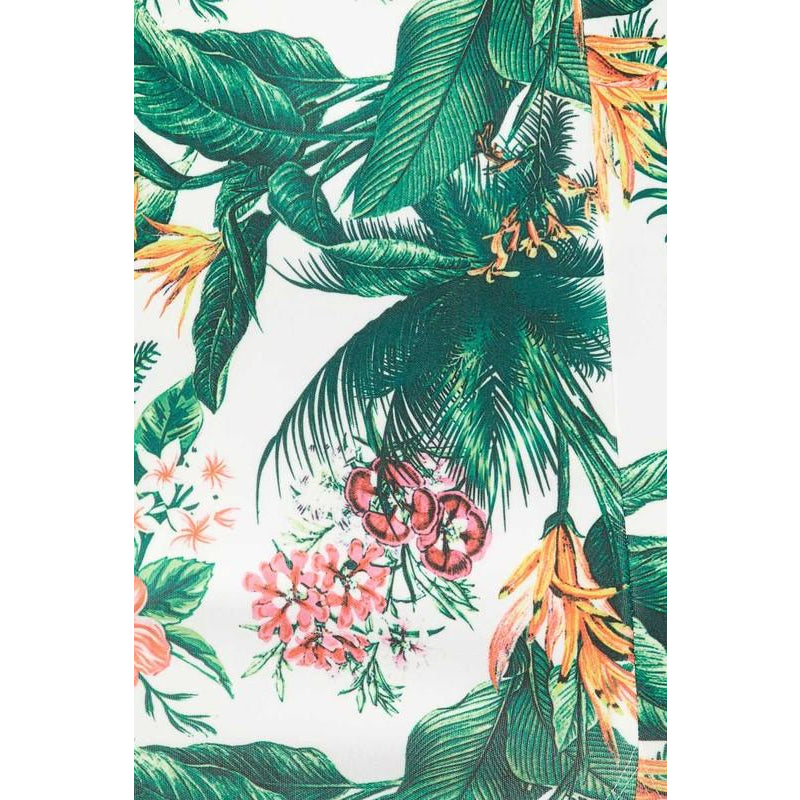 Tropical Floral and Leaf Print Mini Dress