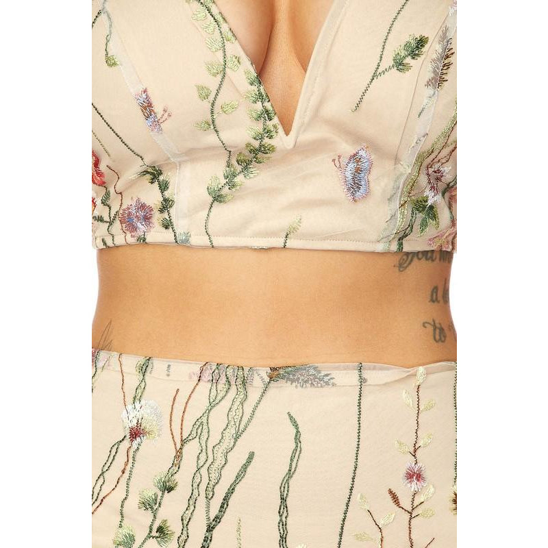 Floral Embroidered Two Piece Set