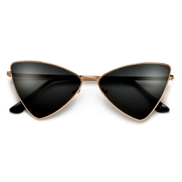 Sleek Sharp Cat Eye Metal Sun Glasses - Gold Frame / Smoke