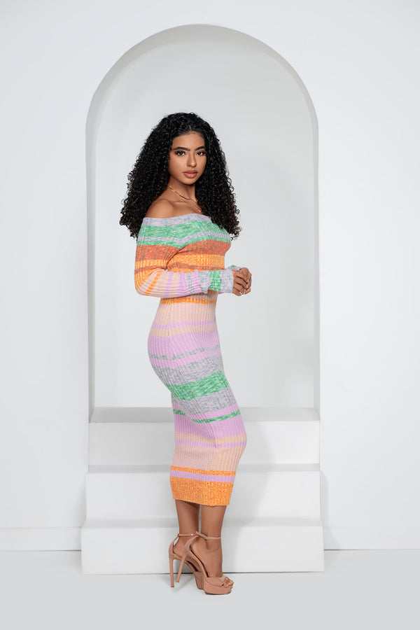 Pastel Striped Midi Dress