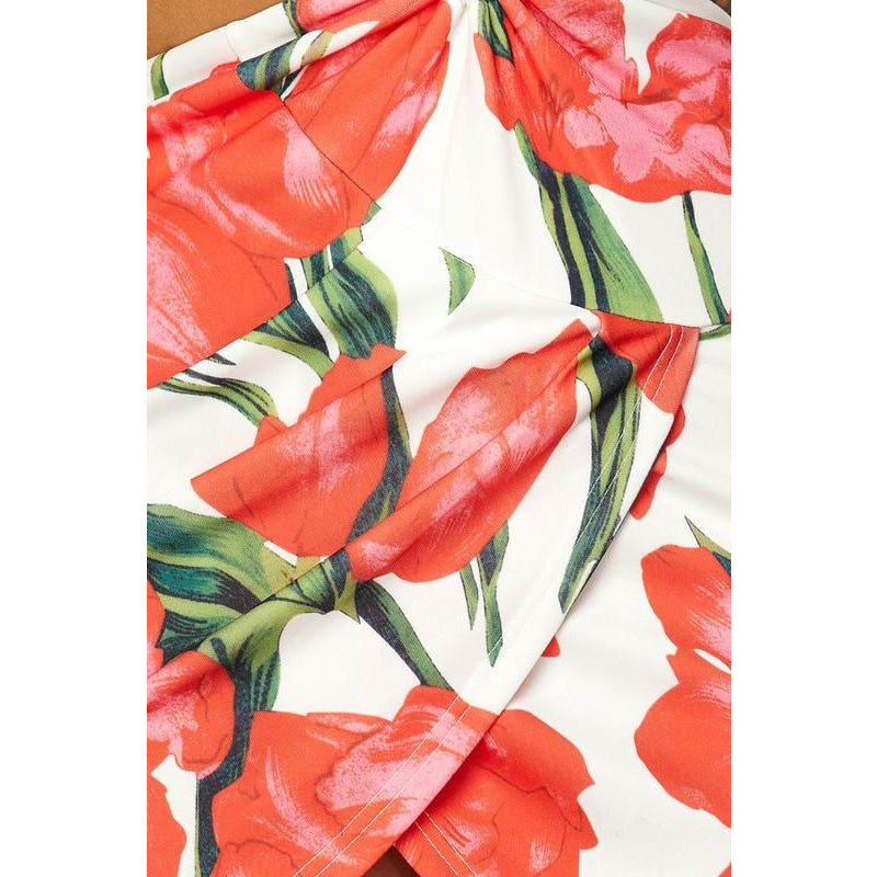 Sleeveless Tulip Print Mini Dress