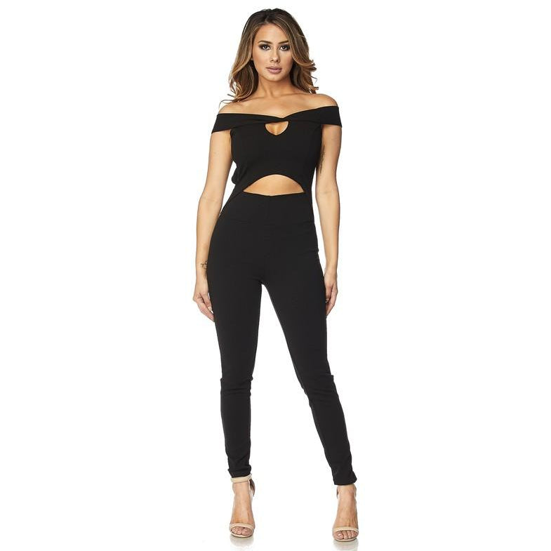 Off Shoulder Solid Jumpsuit