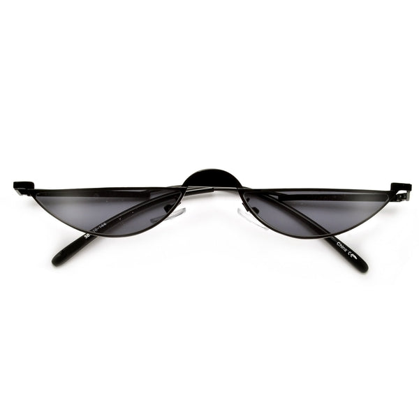 Ultra Slim Edgy Half Frame Sunglasses - Black Frame / Smoke