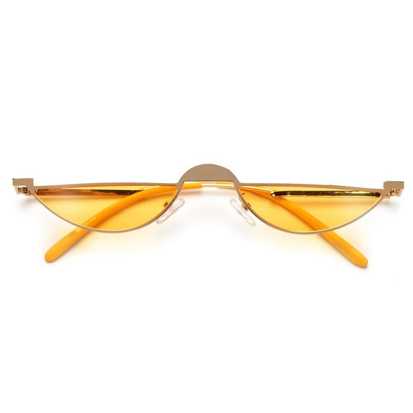 Ultra Slim Edgy Half Frame Sunglasses - Gold Frame / Yellow