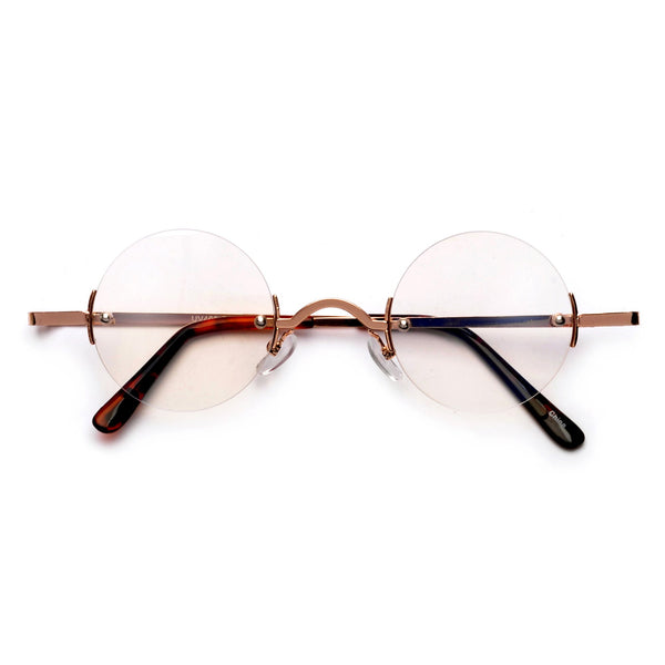 Vintage Round Rimless Clear Glasses - Gold Frame / Clear