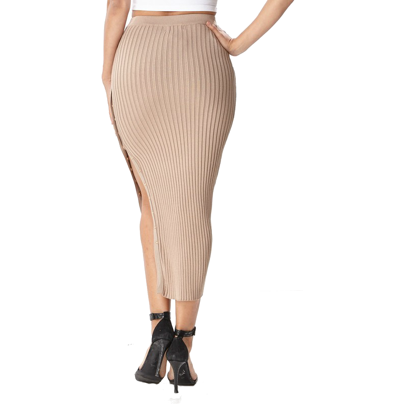 Side Slit Button Skirt