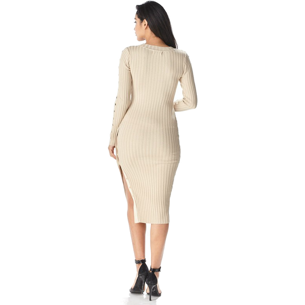 Side Slit Button Midi Dress