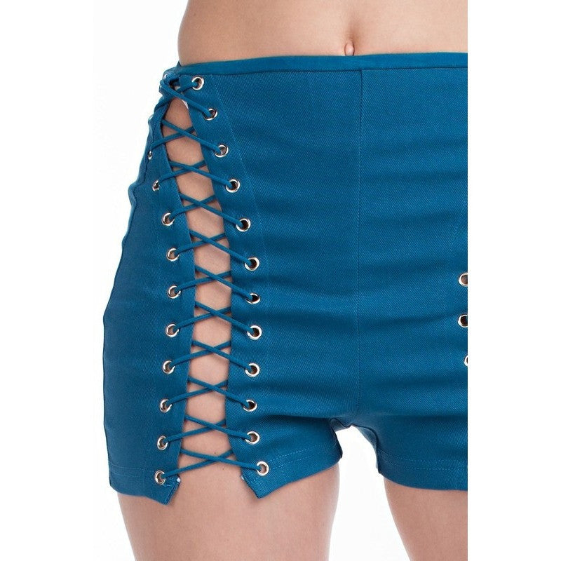 High Waist Lace Up Shorts