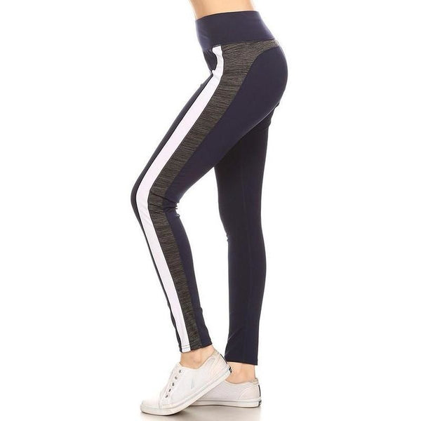 Navy Contrast Paneled Leggings