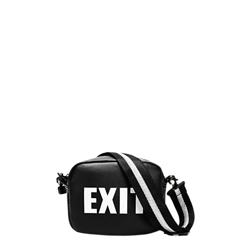Black Exit Graphic Crossbody Bag
